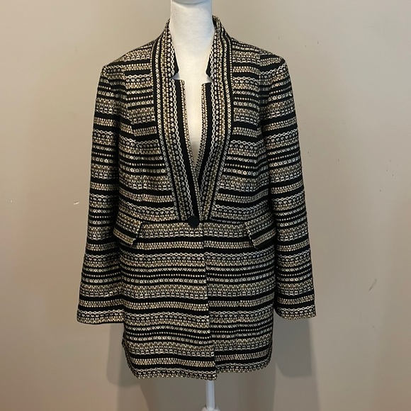 Chico's Jackets & Blazers - Chicos black/gold/silver jacket, NWT Size 1 - 8/10